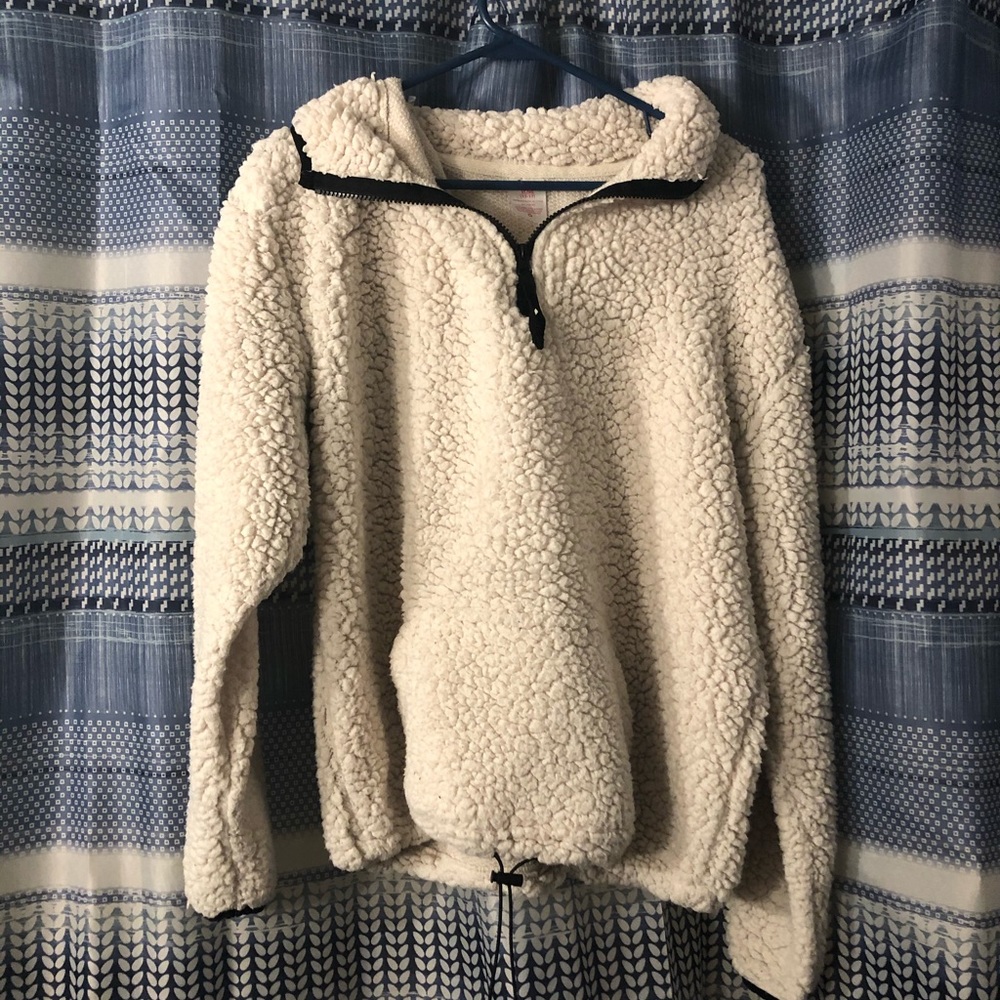 white fluffy hoodie